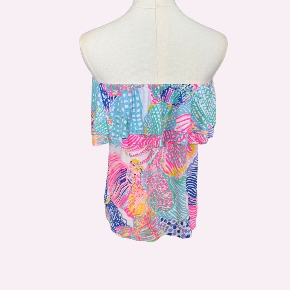Lilly Pulitzer Rilo Ruffle Tube Top in Roar of the Seas size Medium - Picture 2 of 7